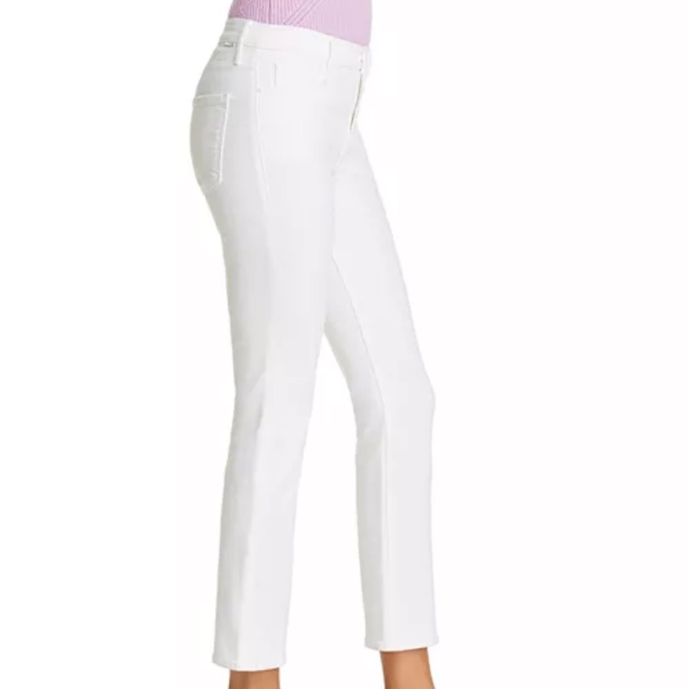 MOTHER Mid-rise Dazzler Ankle Fray Straight Leg White Jeans - Picture 2 of 7